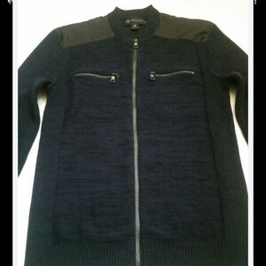 INC International Concepts Men's Dark Blue and Black Zip-Up Sweater330